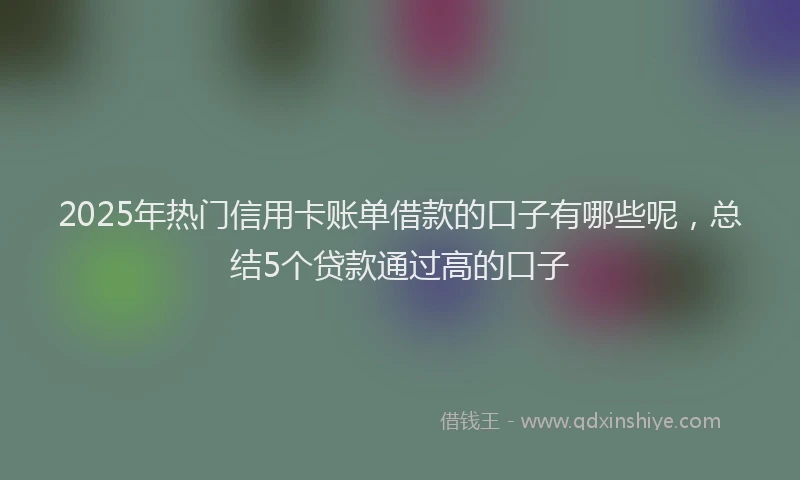 2025年热门信用卡账单借款的口子有哪些呢，总结5个贷款通过高的口子
