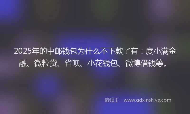 2025年的中邮钱包为什么不下款了有：度小满金融、微粒贷、省呗、小花钱包、微博借钱等。