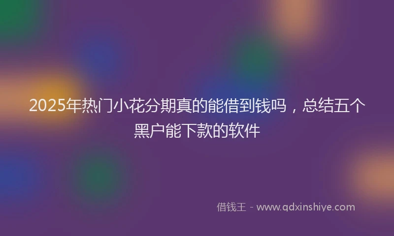 2025年热门小花分期真的能借到钱吗，总结五个黑户能下款的软件