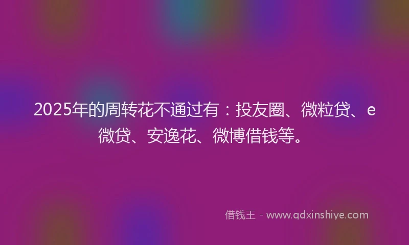 2025年的周转花不通过有：投友圈、微粒贷、e微贷、安逸花、微博借钱等。