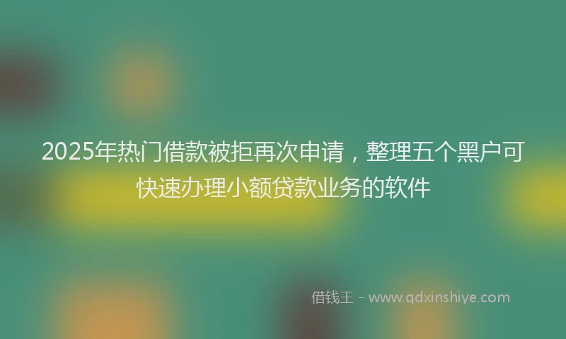 2025年热门借款被拒再次申请，整理五个黑户可快速办理小额贷款业务的软件