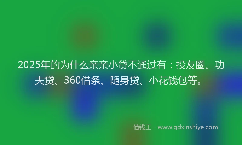 2025年的为什么亲亲小贷不通过有：投友圈、功夫贷、360借条、随身贷、小花钱包等。