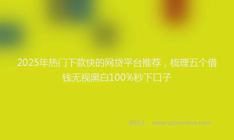 2025年热门下款快的网贷平台推荐，梳理五个借钱无视黑白100%秒下口子