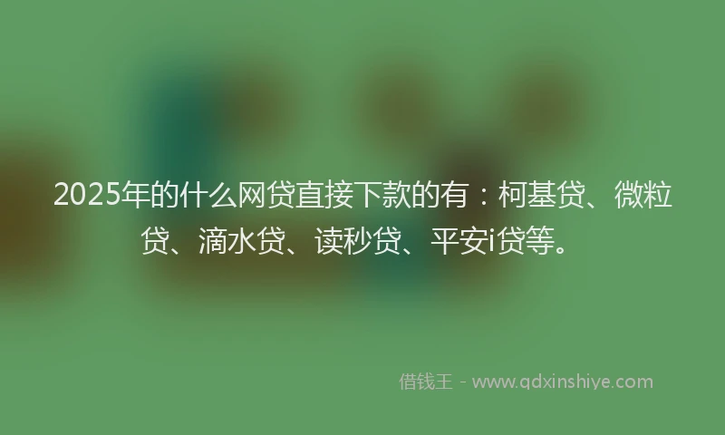 2025年的什么网贷直接下款的有：柯基贷、微粒贷、滴水贷、读秒贷、平安i贷等。