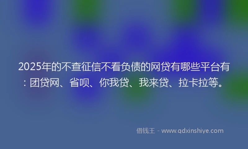 2025年的不查征信不看负债的网贷有哪些平台有：团贷网、省呗、你我贷、我来贷、拉卡拉等。