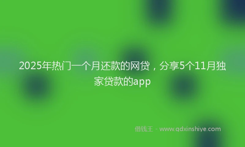 2025年热门一个月还款的网贷，分享5个11月独家贷款的app