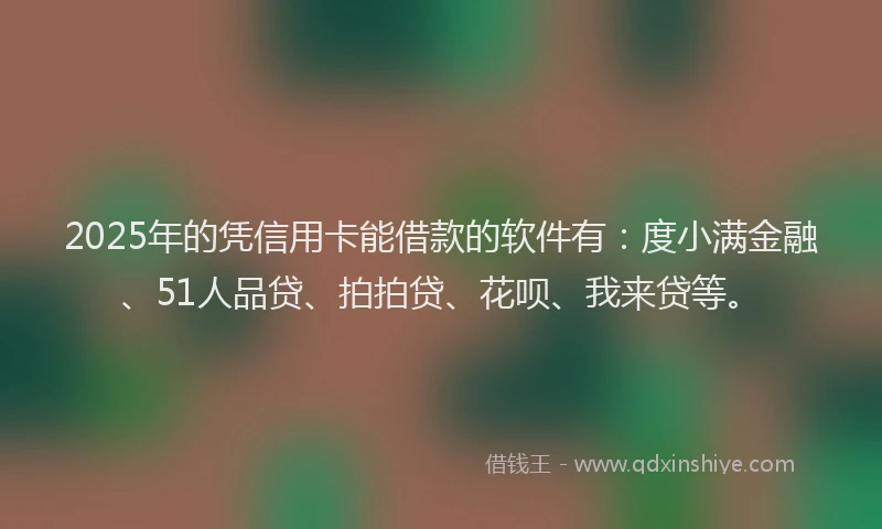 2025年的凭信用卡能借款的软件有：度小满金融、51人品贷、拍拍贷、花呗、我来贷等。