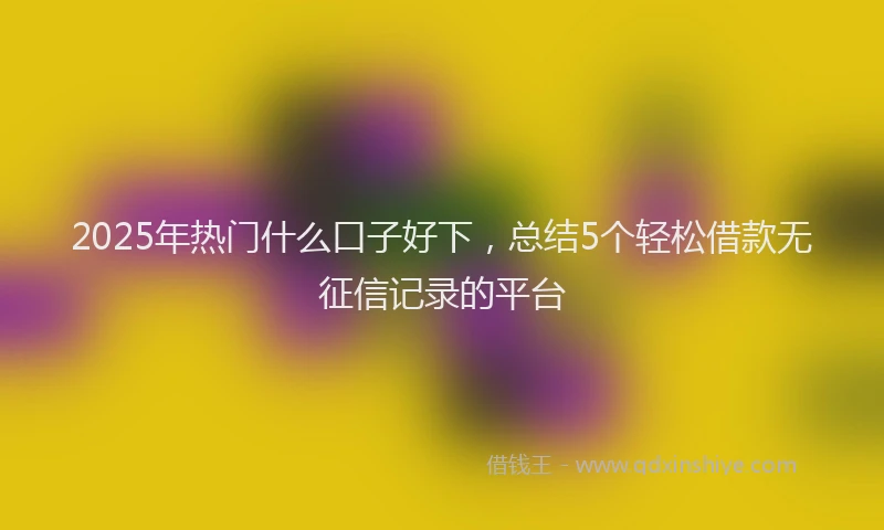 2025年热门什么口子好下，总结5个轻松借款无征信记录的平台