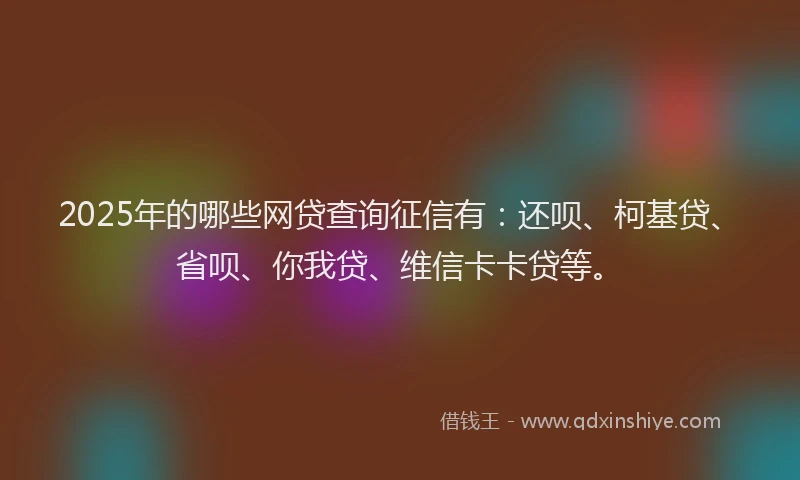 2025年的哪些网贷查询征信有：还呗、柯基贷、省呗、你我贷、维信卡卡贷等。
