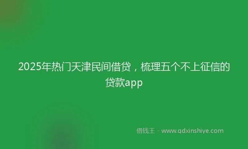 2025年热门天津民间借贷，梳理五个不上征信的贷款app