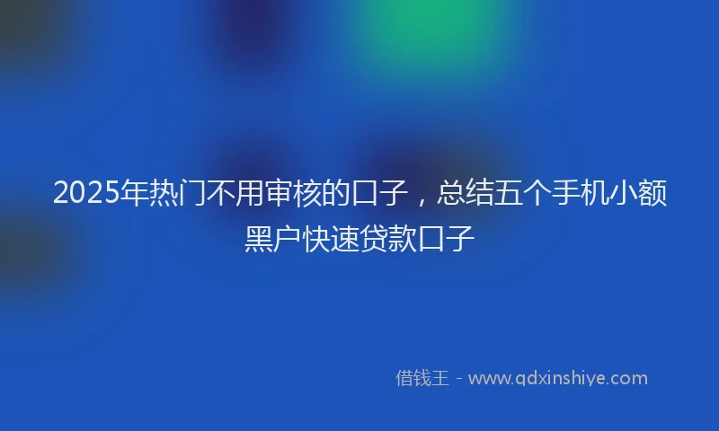 2025年热门不用审核的口子，总结五个手机小额黑户快速贷款口子