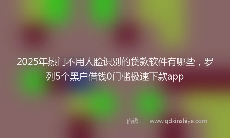 2025年热门不用人脸识别的贷款软件有哪些，罗列5个黑户借钱0门槛极速下款app