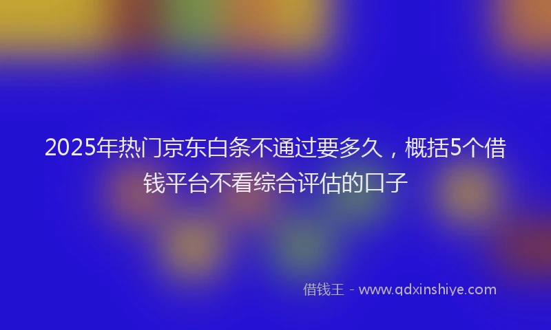 2025年热门京东白条不通过要多久，概括5个借钱平台不看综合评估的口子