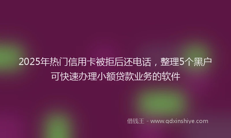 2025年热门信用卡被拒后还电话，整理5个黑户可快速办理小额贷款业务的软件