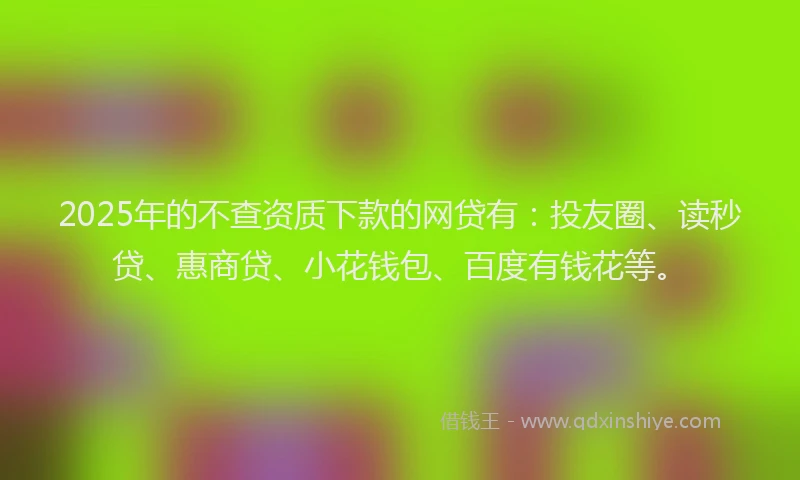 2025年的不查资质下款的网贷有：投友圈、读秒贷、惠商贷、小花钱包、百度有钱花等。