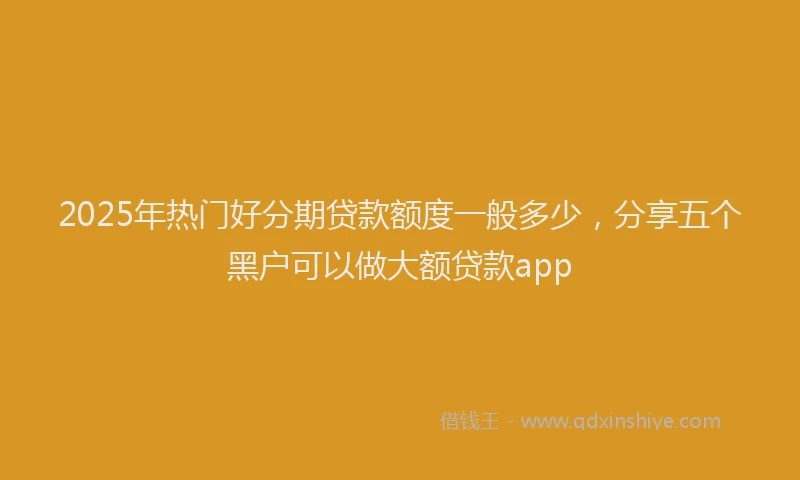 2025年热门好分期贷款额度一般多少，分享五个黑户可以做大额贷款app
