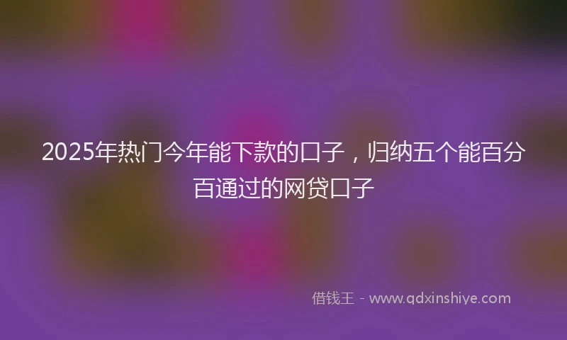 2025年热门今年能下款的口子，归纳五个能百分百通过的网贷口子