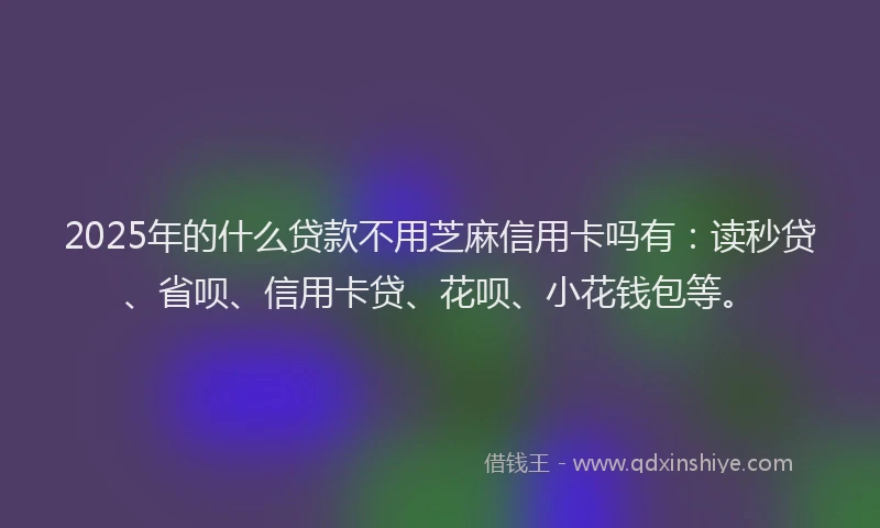 2025年的什么贷款不用芝麻信用卡吗有：读秒贷、省呗、信用卡贷、花呗、小花钱包等。
