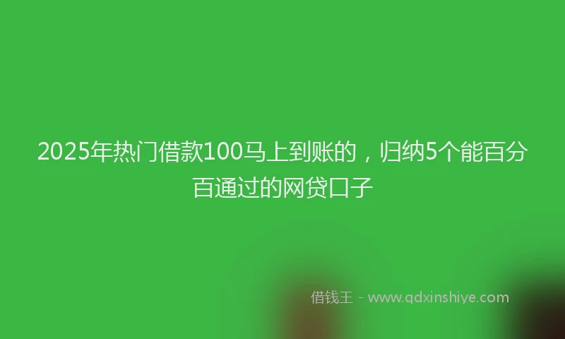 2025年热门借款100马上到账的，归纳5个能百分百通过的网贷口子