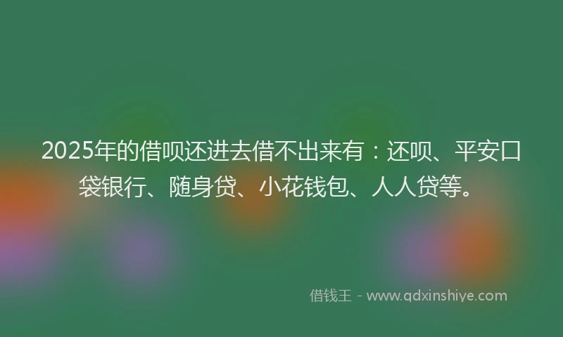 2025年的借呗还进去借不出来有：还呗、平安口袋银行、随身贷、小花钱包、人人贷等。