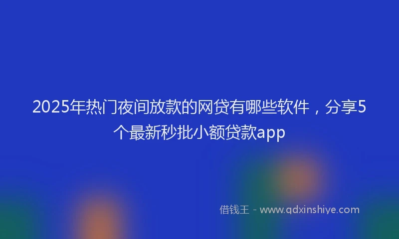 2025年热门夜间放款的网贷有哪些软件，分享5个最新秒批小额贷款app