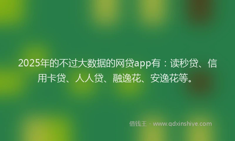 2025年的不过大数据的网贷app有：读秒贷、信用卡贷、人人贷、融逸花、安逸花等。