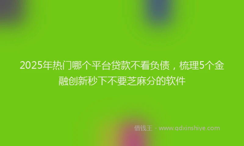 2025年热门哪个平台贷款不看负债，梳理5个金融创新秒下不要芝麻分的软件