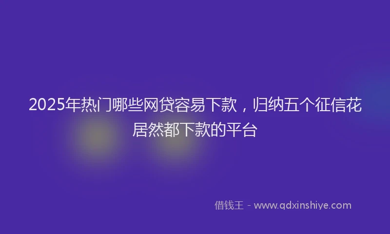 2025年热门哪些网贷容易下款，归纳五个征信花居然都下款的平台