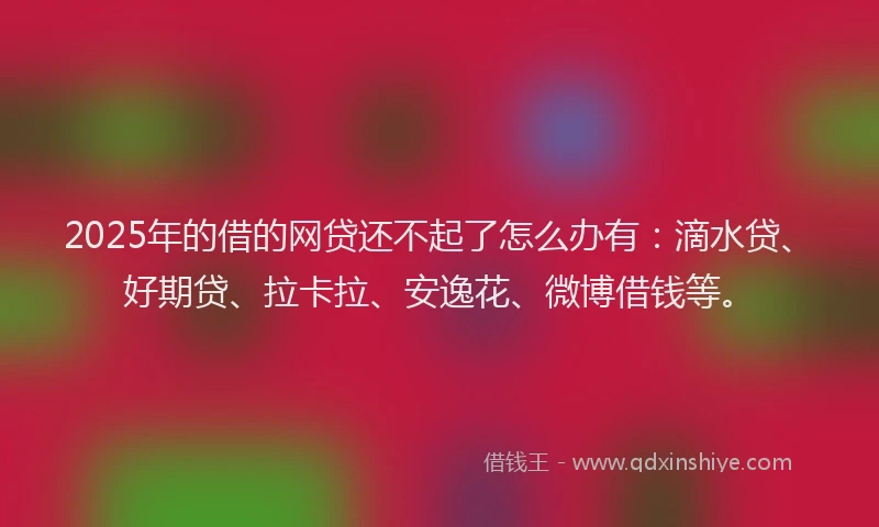 2025年的借的网贷还不起了怎么办有：滴水贷、好期贷、拉卡拉、安逸花、微博借钱等。