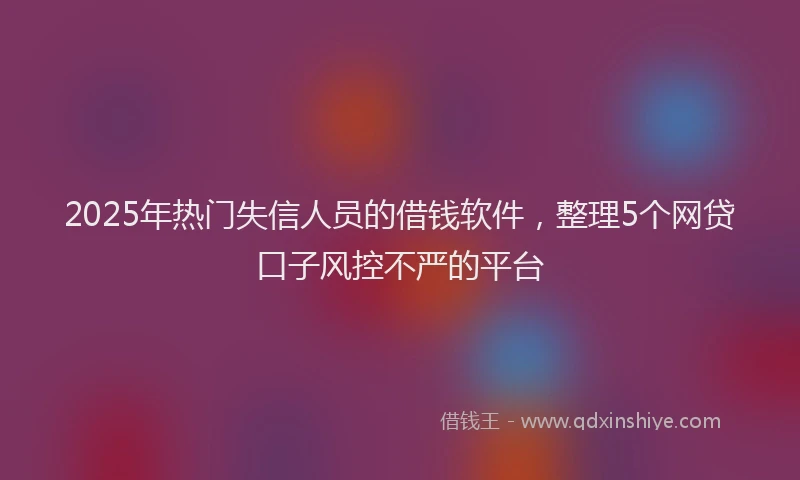 2025年热门失信人员的借钱软件，整理5个网贷口子风控不严的平台