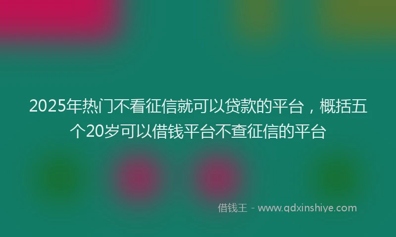 2025年热门不看征信就可以贷款的平台，概括五个20岁可以借钱平台不查征信的平台