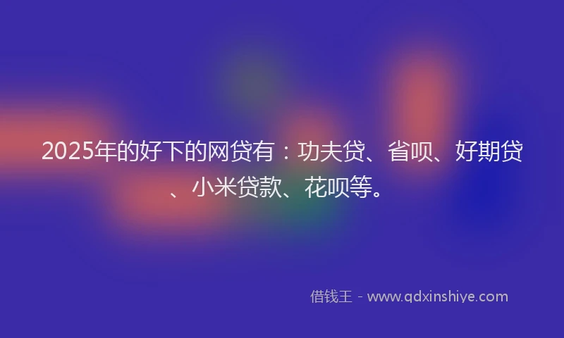 2025年的好下的网贷有：功夫贷、省呗、好期贷、小米贷款、花呗等。