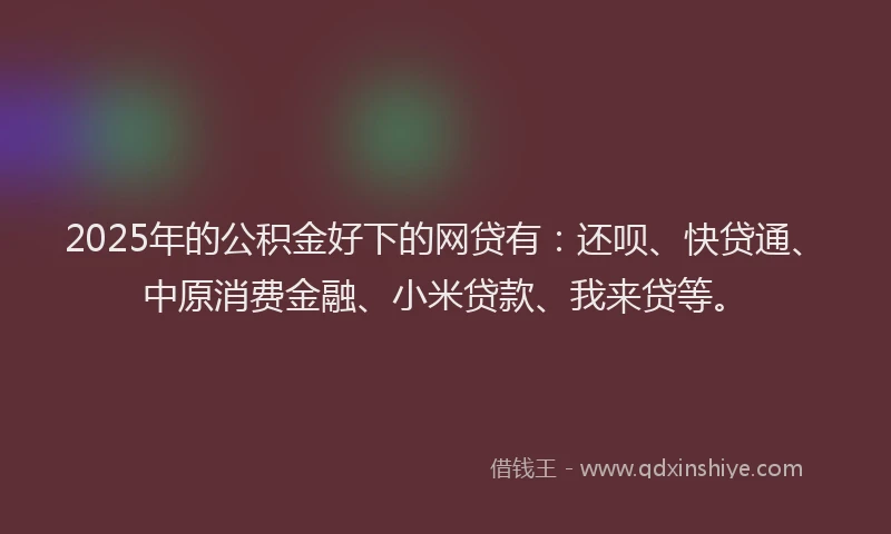 2025年的公积金好下的网贷有：还呗、快贷通、中原消费金融、小米贷款、我来贷等。
