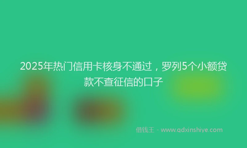 2025年热门信用卡核身不通过，罗列5个小额贷款不查征信的口子