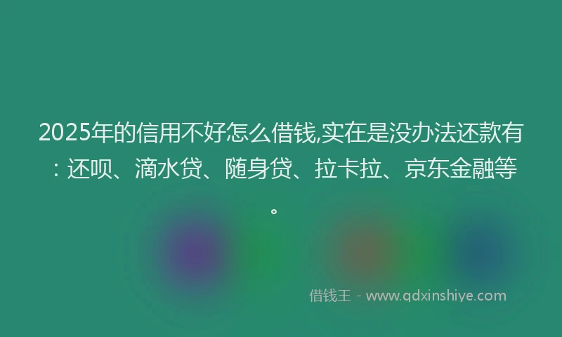 2025年的信用不好怎么借钱,实在是没办法还款有：还呗、滴水贷、随身贷、拉卡拉、京东金融等。