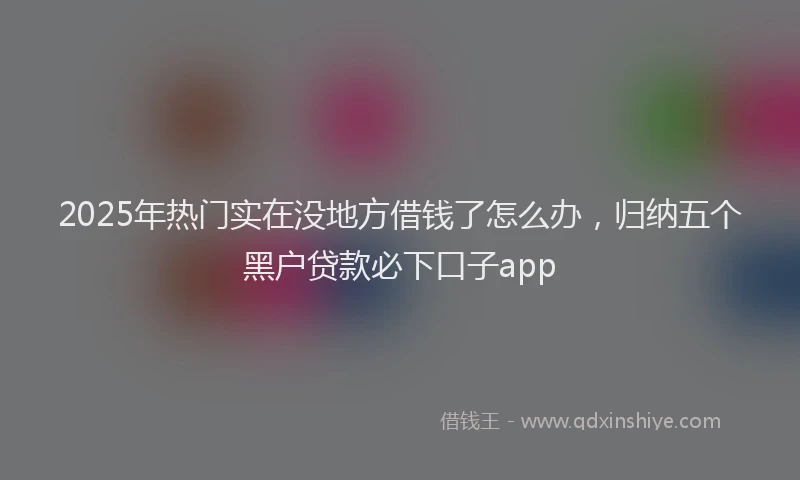2025年热门实在没地方借钱了怎么办，归纳五个黑户贷款必下口子app
