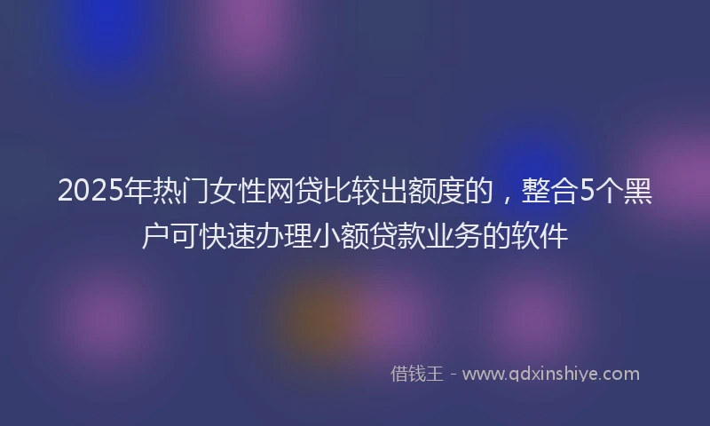 2025年热门女性网贷比较出额度的，整合5个黑户可快速办理小额贷款业务的软件
