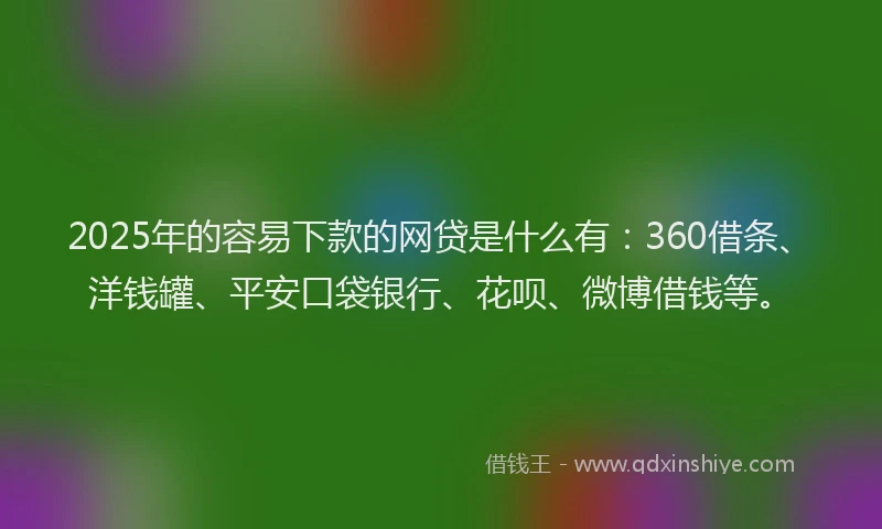 2025年的容易下款的网贷是什么有：360借条、洋钱罐、平安口袋银行、花呗、微博借钱等。