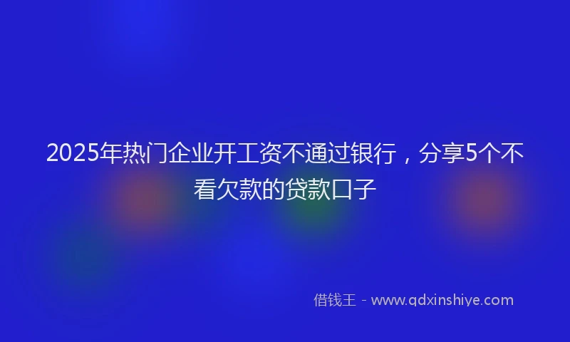 2025年热门企业开工资不通过银行，分享5个不看欠款的贷款口子