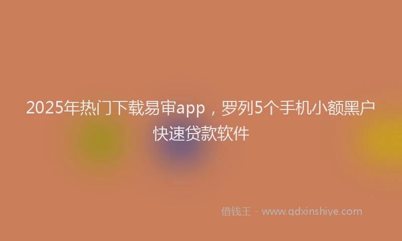 2025年热门下载易审app，罗列5个手机小额黑户快速贷款软件