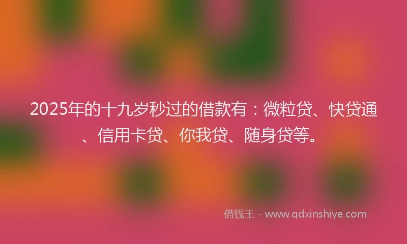 2025年的十九岁秒过的借款有：微粒贷、快贷通、信用卡贷、你我贷、随身贷等。