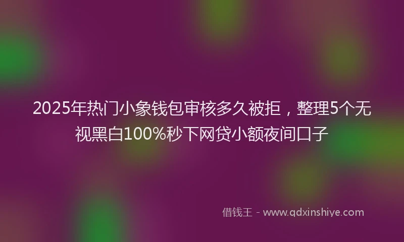 2025年热门小象钱包审核多久被拒,整理5个无视黑白100%秒下网贷小额夜间口子