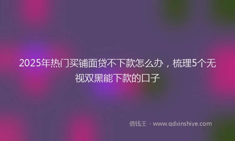 2025年热门买铺面贷不下款怎么办，梳理5个无视双黑能下款的口子