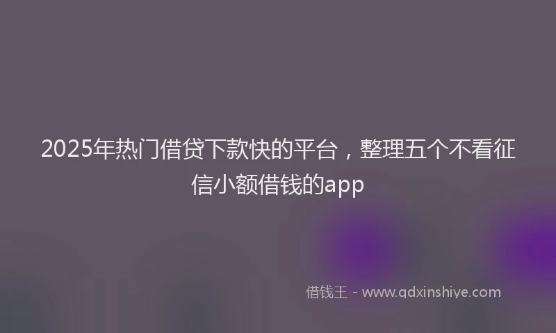 2025年热门借贷下款快的平台，整理五个不看征信小额借钱的app