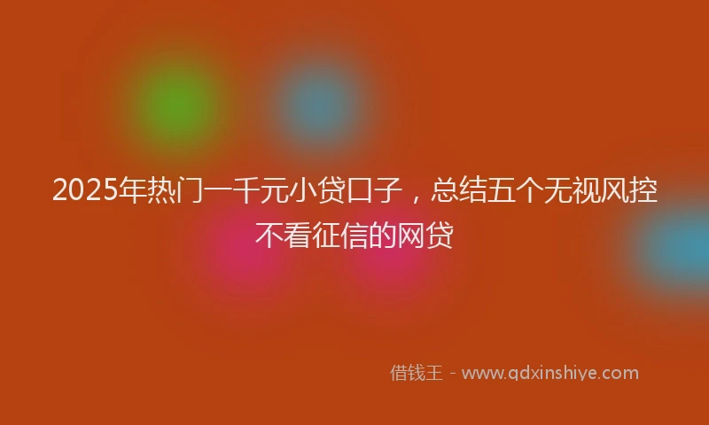 2025年热门一千元小贷口子，总结五个无视风控不看征信的网贷