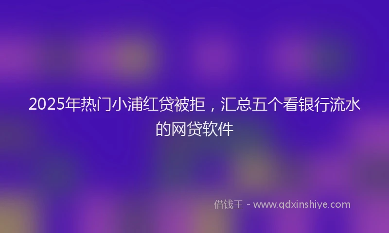 2025年热门小浦红贷被拒，汇总五个看银行流水的网贷软件