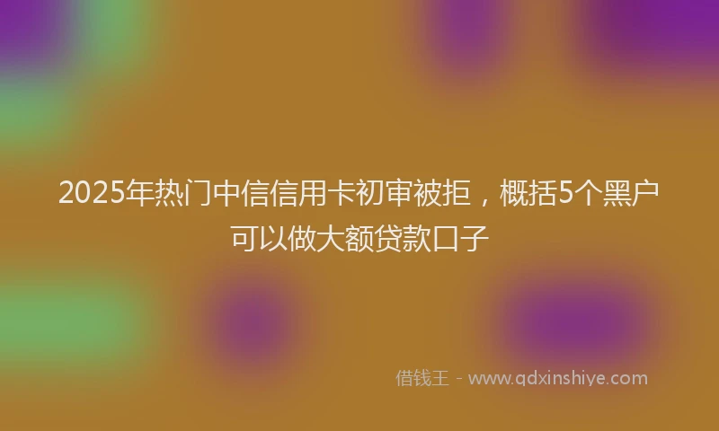 2025年热门中信信用卡初审被拒，概括5个黑户可以做大额贷款口子