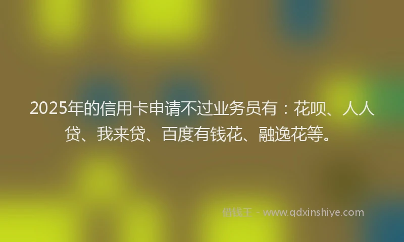 2025年的信用卡申请不过业务员有：花呗、人人贷、我来贷、百度有钱花、融逸花等。