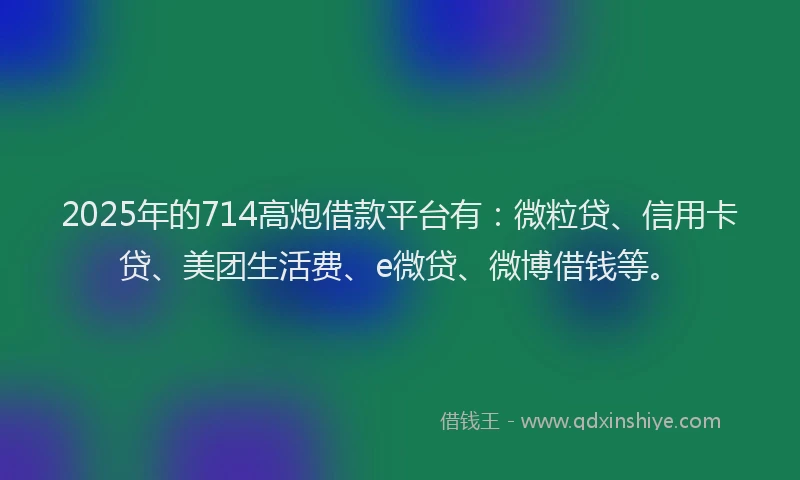 2025年的714高炮借款平台有：微粒贷、信用卡贷、美团生活费、e微贷、微博借钱等。