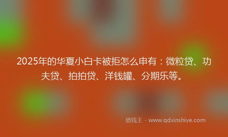 2025年的华夏小白卡被拒怎么申有：微粒贷、功夫贷、拍拍贷、洋钱罐、分期乐等。